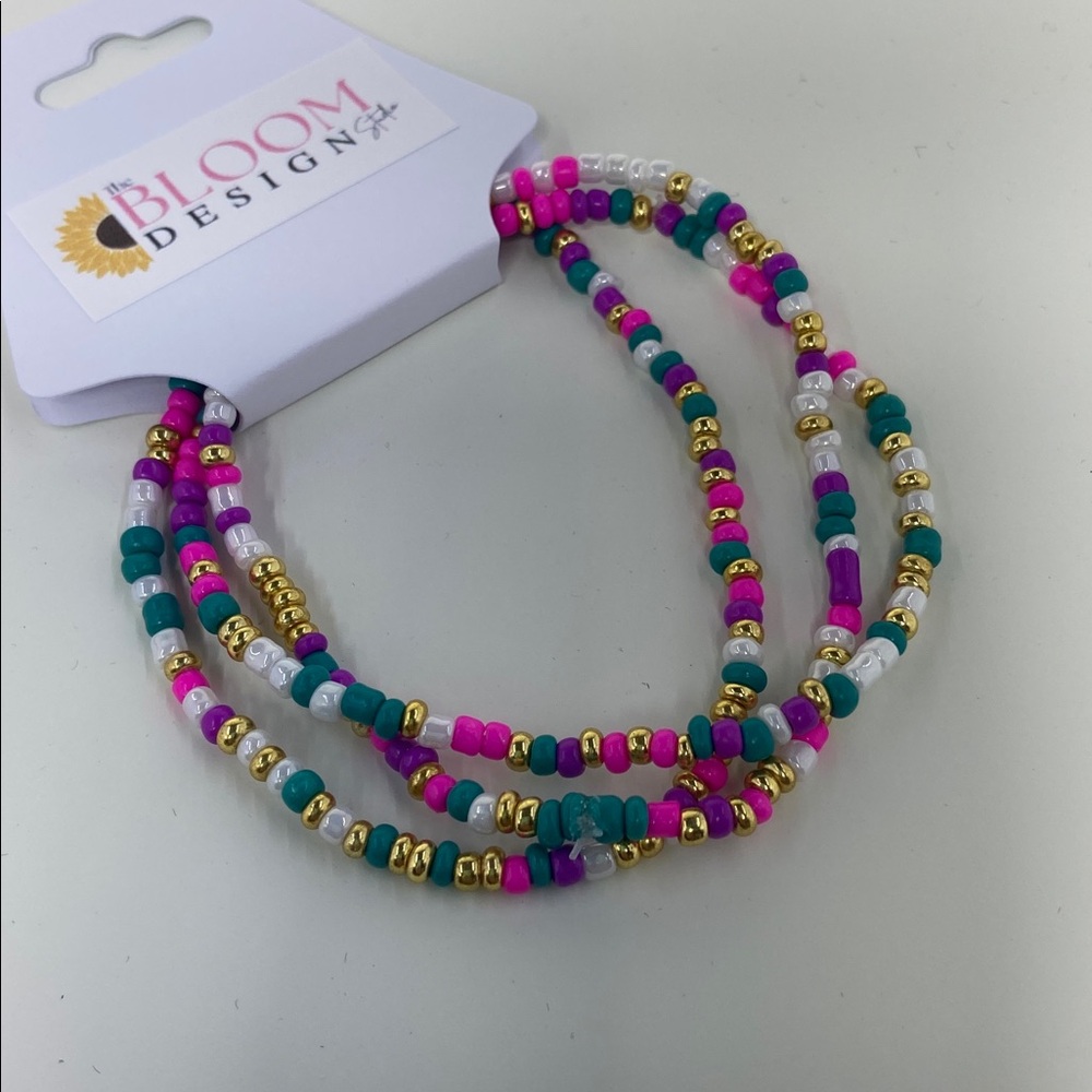 Stackable Multicolor Stretch Seed Bead Bracelets  3 pack Set  Birthday Sprinkles